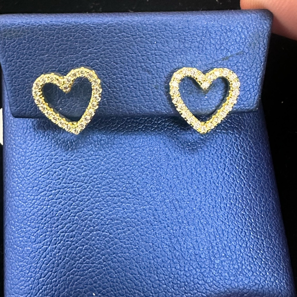 925 gold plated heart earrings with CZ